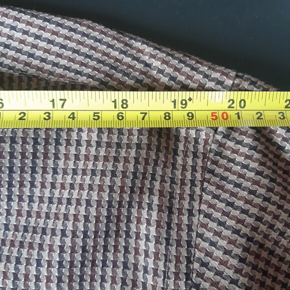 ALFRED SUNG SZ M Houndstooth Check 100% Cotton Men's Brown Button Up Shirt - Picture 9 of 12